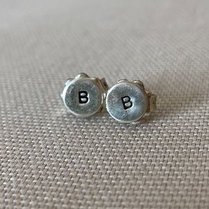 Letter B Silver Colored Stud